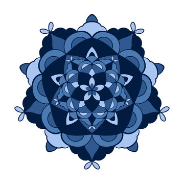 Blue snowflake. Ornamental ethnic pattern. Element for design. Vector illustration.