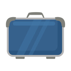 Blue travel bag and suitcase cartoon illustration. Business briefcase, baggage for vacation or holiday isolated on white