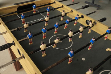 foosball table soccer. A table soccer game. 