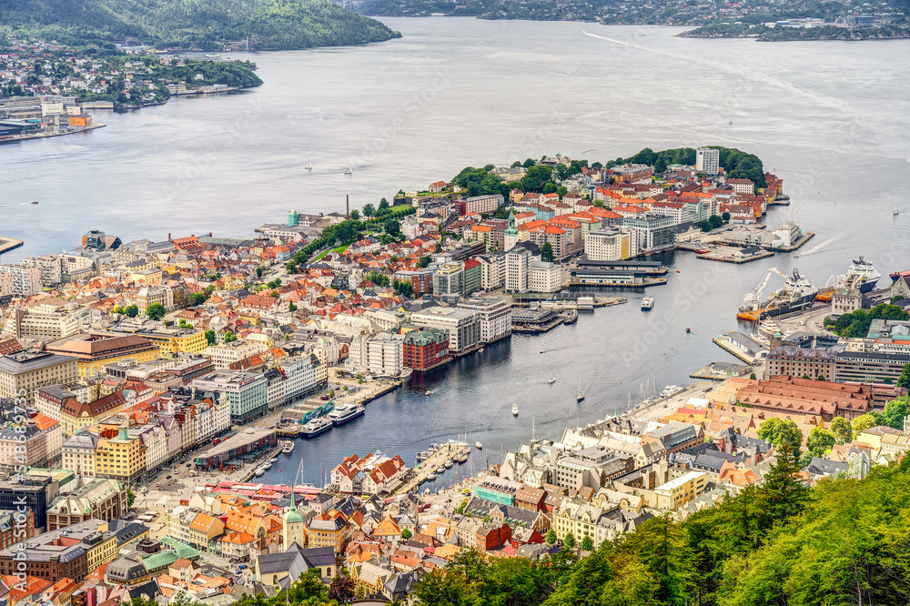 Canvas Prints Bergen landmarks, Norway, HDR Image