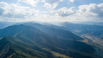 Altai mountain landscape from a bird's-eye view.
