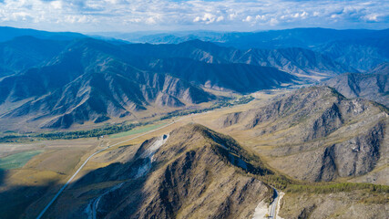 Obraz premium Altai mountain landscape from a bird's-eye view.