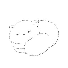 イラスト素材: 寝ている猫(線画)