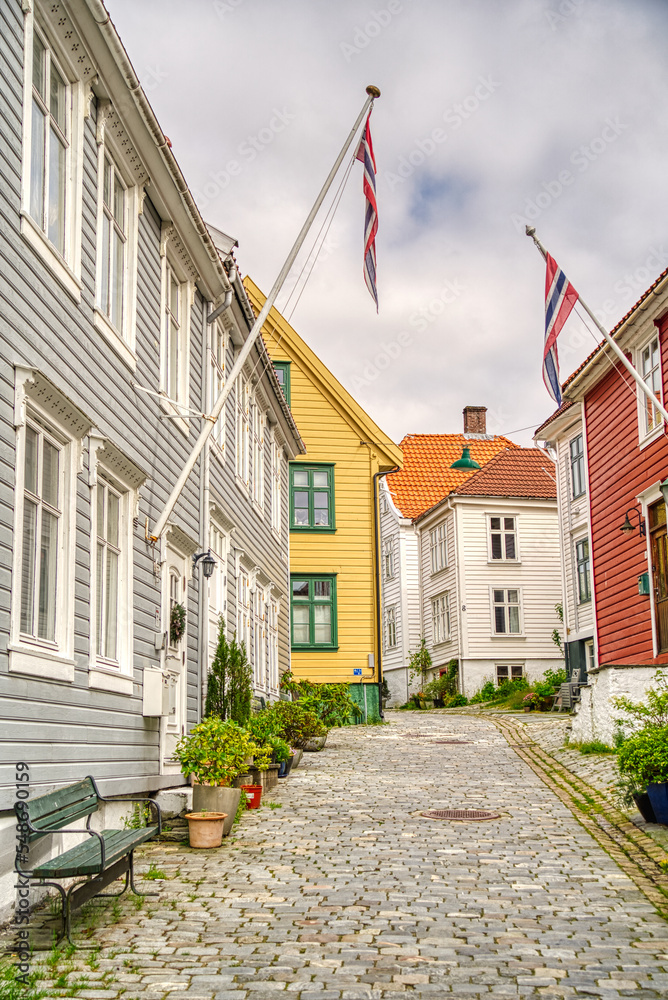 Canvas Prints Bergen landmarks, Norway, HDR Image