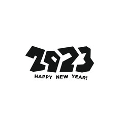 2023 Logotype of the year. Vector modern minimalistic conceptual design. Vector perfect text with black numbers. Graffiti style