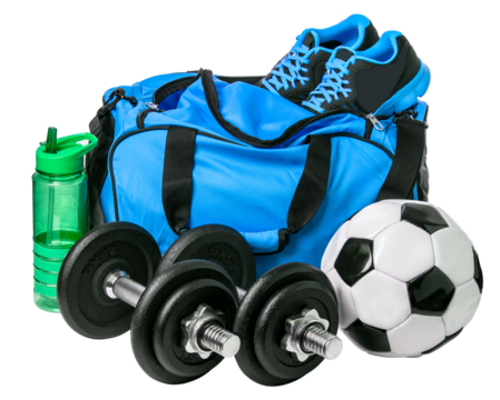 Sports bag with sports equipment