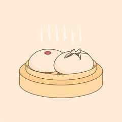 steamed dumpling illustration for chinese food stock vector