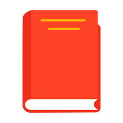 Cartoon closed red book guide. Vector illustration of stack of books, educational textbook from bookshelf isolated on white