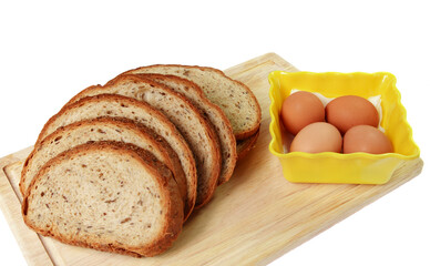 Sliced brown bread with eggs
