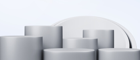 3d background. products presentation display podium scene and display to show cosmetic concept. Minimal Stage showcase geometric shape platform on Silver. copy space , digital, banner -3d Rendering