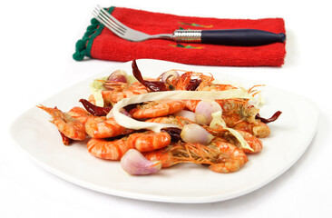 Dish of spicy seafood