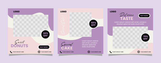 Sweet cake and dessert banner for social media post template design