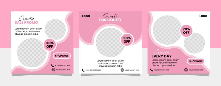 Social media post template for сontent creators of beauty, fashion, cosmetics, jewelry, makeup, post and cover