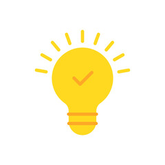 yellow bulb with checkmark like fun fact icon