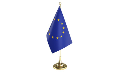 European Union table flag on white background, 3d rendering, isolated