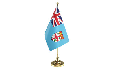 Fiji table flag on white background, 3d rendering, isolated