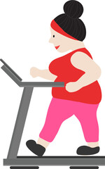 Fat woman exercise s e on png background