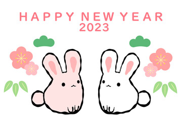 うさぎ年　年賀はがき　テンプレート