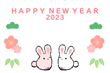 うさぎ年　年賀はがき　テンプレート
