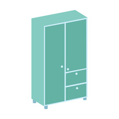 Wardrobe for clothes and shoes. Modern house or office furniture cartoon vector illustration. Design elements, couch, table, chair for home, bedroom or living room