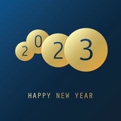 Best Wishes - Simple Dark Blue and Golden New Year Card, Cover or Background, Vector Design Template with Numerals - 2023