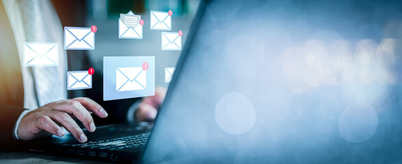 Email marketing, data center and internet advertising concept, Mail Communication Connection...