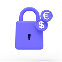 ed Padlock 3d render illustration isolated icon money secure protection concept