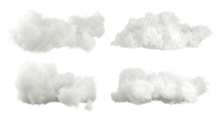 Fluffy clear white clouds cut out transparent backgrounds special effect 3d rendering png file