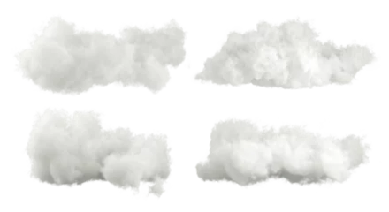 Foto op Canvas Fluffy clear white clouds cut out transparent backgrounds special effect 3d rendering png file © Krit