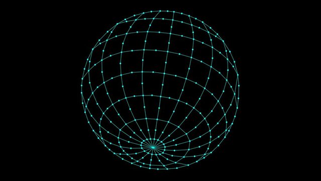 Globe abstract ball with meridians and latitudes rotating, turning, close-up macro.
