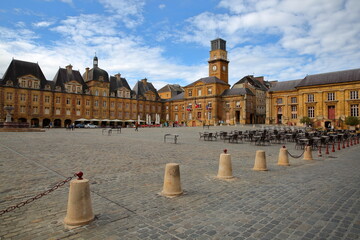 The main square Place Ducale in Charleville Mezieres, Ardennes, Grand Est, France, with house...