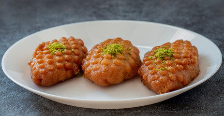 Turkish traditional sherbet dessert; kalburabasti