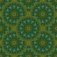 Round medallion vector seamless pattern.