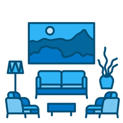 lobby blue line icon