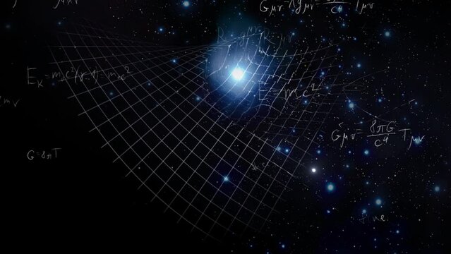 Curvature of the space-time continuum under the influence of mass, the concept of physical laws and consequences of the theory of relativity, schemes and formulas against the background of stars