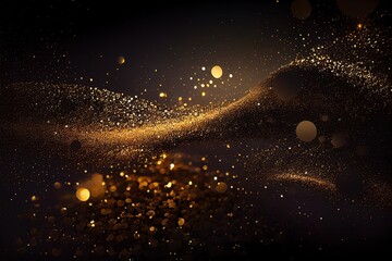 Golden dust in wave with sparkling glimmer