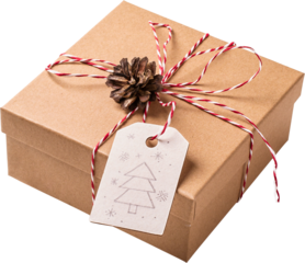 Christmas Sustainable gift box Cutout. Zero waste gift wrapping for Christmas, boxing day and holiday
