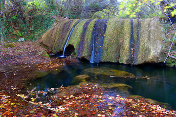 Cascade of water in the Omecillo river. Valdegovia. Basque Country. Spain
