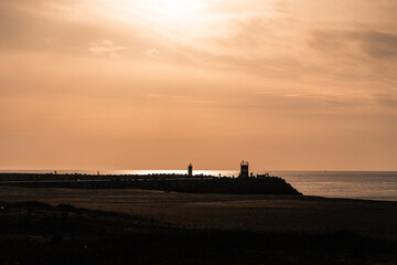 Por do sol na praia da Nazaré 