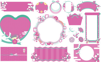 成人式やお正月シーンにぴったりの水引やリボンをあしらった華やかな和風フレームセット_平成ポップY2K_文字なし