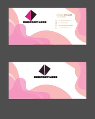 Business Card Template  with Pink  and White Background 