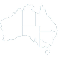 AUSTRALIA MAP WITH REGIONS flat