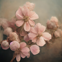 Dusty pink blossom illustration.