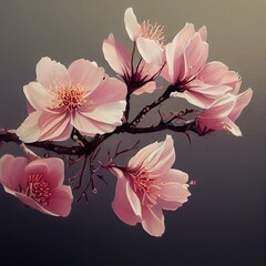 Dusty pink blossom illustration.