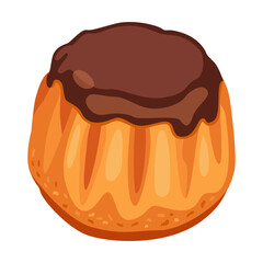 Chocolate rich airy dessert, sweet food. Vector illustration of choco delicious product in cafe menu isolated on white