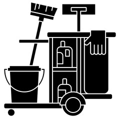 cleaning cart glyph icon