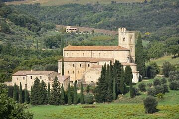Historical Abbey Saint Antimo near  Montalcino,Castelnuovo dell'Abbate village