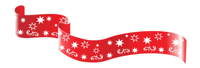rotes Weihnachtsband mit weißen Sternen
