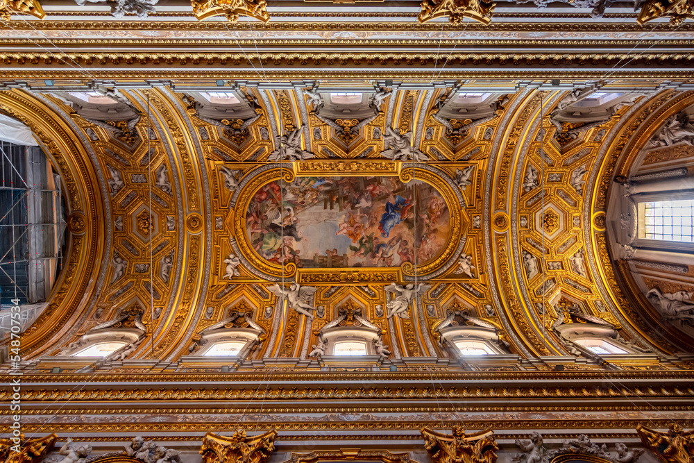 Wall mural Santa Maria in Vallicella (Chiesa Nuova) church decorated ceiling, Rome, Italy