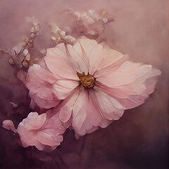 Dusty pink blossom illustration.